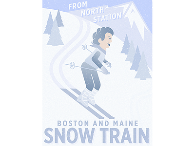Snow Train blue boston illustration illustrator maine mountain skiing snow texture winter