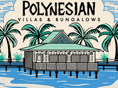 Polynesian design disney halftone illustration illustrator lettering matchbook texture vector vintage