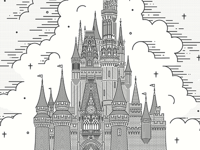 Cinderella Castle design disney illustration illustrator line art magic kingdom retro vector vintage