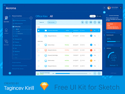 Acronis UI / UX (Free Sketch)