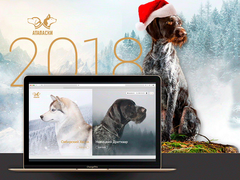 Happy New Year 2018 2018 cool dogs happy newyear ui ux web