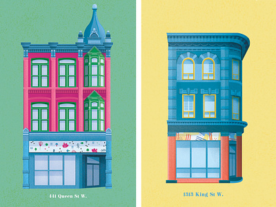 Toronto Buildings – Queen St. W + King St. W. architecture design graphic graphic design illustration toronto illustration