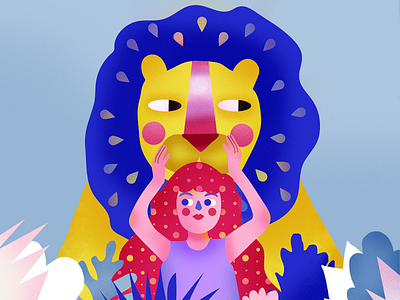 Strength- Tarot digital illustration graphic design illustration lion strength tarot tarot card tarot deck woman