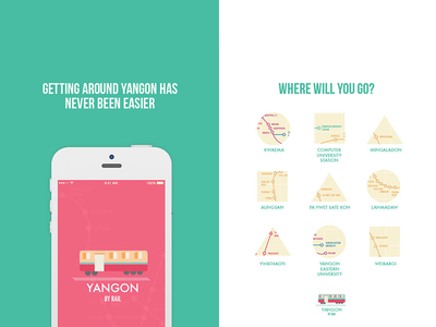 Yangon Rail Line Mobile App application design graphic design mobile rail yangon