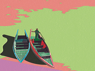Botahtaung Jetty - Yangon boat design illustration jetty myanmar tourism yangon
