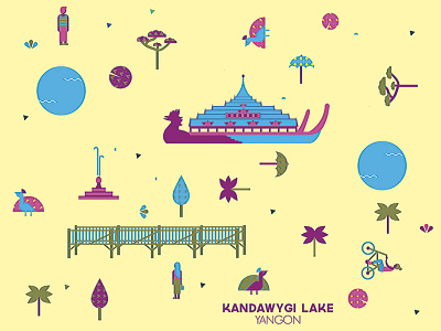 Kandawgyi Lake design graphic kandawgyi tourist yangon