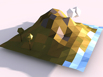 Somos Paisaxe Dribbble 3d c4d concept elements iso landscape lowpoly model objects polygons render