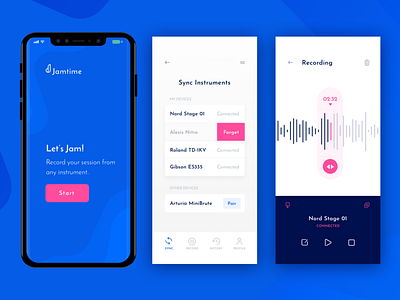 Mobile Recording App bluetooth branding design mobile productivity recorder sketch ui ux