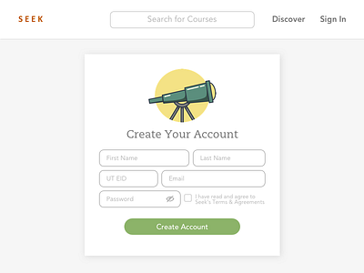 Daily UI #1: Sign Up Screen create account dailyui design interface responsive seek sign up signup telescope ui design