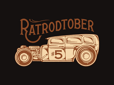 Ratrodtober #5 branding design drawing graphic design handmade hot rod illustration lettering type