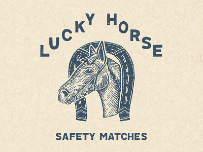 The Lucky Horse branding design graphic design horse horseshoe illustration imagery safety matches vintage