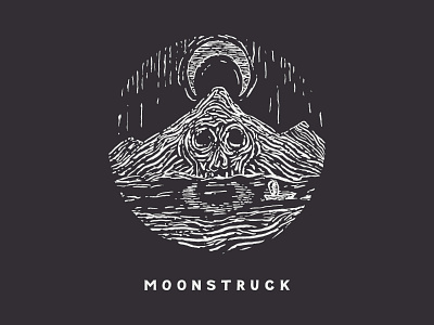 Moonstruck death black birds design drawing graphic design hand lettering handmade illustration lettering mountain skull