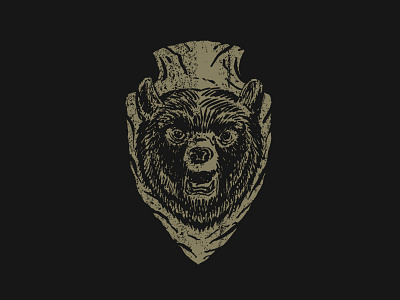 Bear Head on an Arrowhead arrowhead bear design drawing graphic design handmade illustration traditional