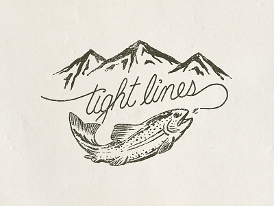 Tight Lines design drawing fly fishing graphic design handmade illustration traditional trout