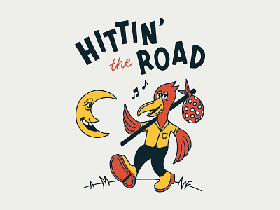 Hittin' the Road branding design hand drawn illustration lettering type