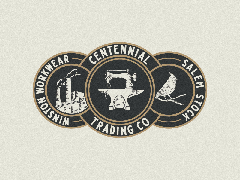 Centennial Trading Co. Group Logo centennial trading company north carolina type lettering branding hand drawn illustration design