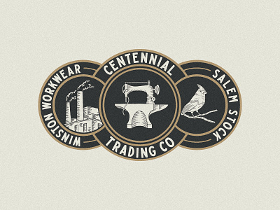 Centennial Trading Co. Group Logo branding centennial trading company design hand drawn illustration lettering north carolina type
