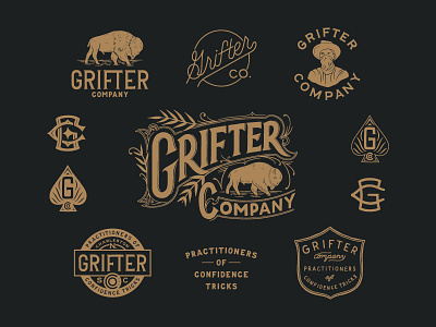 Grifter Company branding design grifter hand drawn illustration lettering type