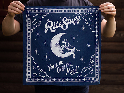 The Rite Stuff Indigo Bandana bandana branding design hand drawn illustration indigo lettering the rite stuff type