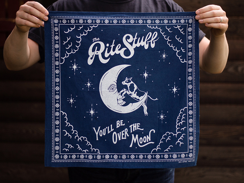 The Rite Stuff Indigo Bandana bandana indigo the rite stuff type lettering branding hand drawn illustration design