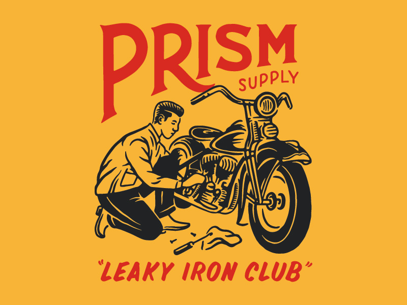 Leaky Iron Club harley davidson vintage hand drawn chopper type lettering drawing handmade design graphic design illustration