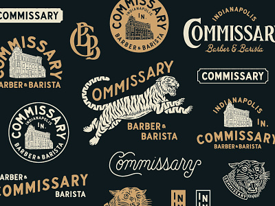 Commissary Barber & Barista (2) branding design drawing graphic design hand drawn hand lettering handmade illustration lettering logo traditional type typography vector vintage