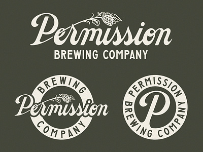 Permission Brewing Company beer branding brewery design drawing graphic design hand drawn hand lettering handmade illustration lettering logo traditional type typography vector vintage