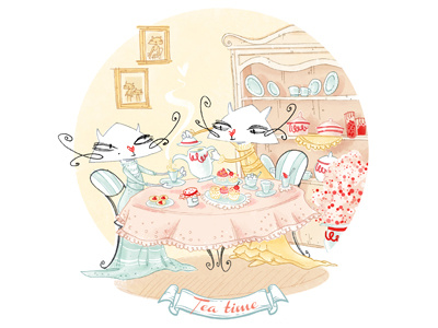 Tea time cats cute party tea