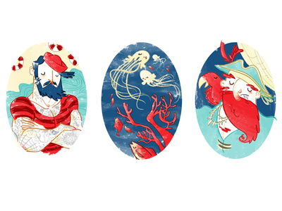 hey sailor! jellyfish nautical parrot pirate sailor sea