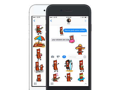 Mister Bacon Stickers bacon cute emoji emoji stickers imessage ios10 ipad pro kawaii sketch stickers