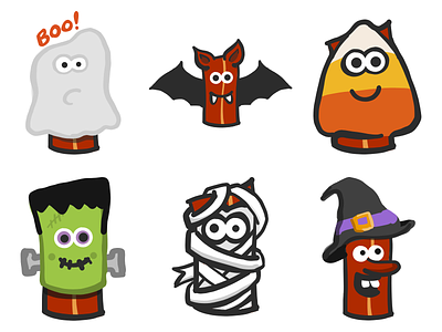 Halloween Bacon Stickers bat candy corn cute emoji ghost halloween imessage stickers ios10 kawaii mummy sketch witch