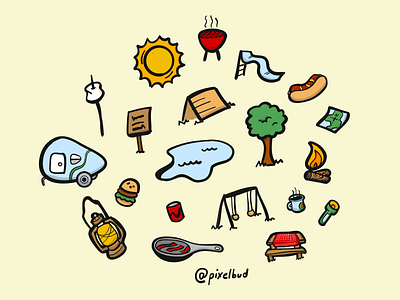 Camping Pattern camping cartoons doodle illustration patterns summer