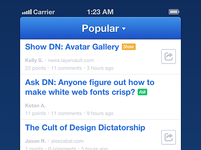 DN iPhone App app batch icons designer news dn ios iphone layervault sketch sketchapp