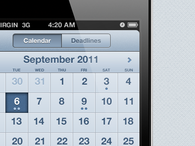 Custom calendar calendar ios iphone ui