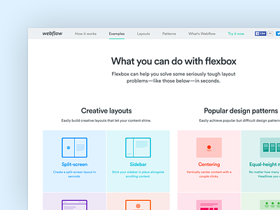Flexbox comes to Webflow design tool flexbox landing page webflow