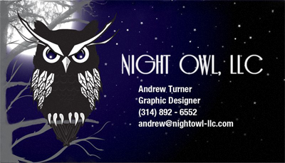 At business card design full graphic moon night nightowl owl sky stars