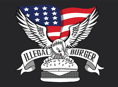 Illegal Burger 4th of July Shirt Illustration branding design flat illustration vector