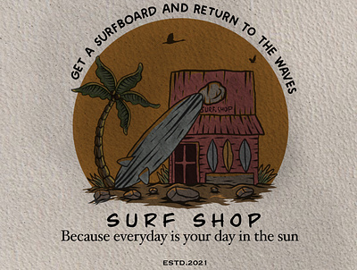 Surf shop branding design illustration ilustration logo typography ui ux vector vintage