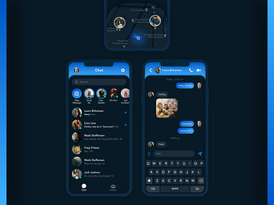 Messanger App app app design chat chat app daily ui map message message app messenger minimal mobile app navy social social media social media app ui ux