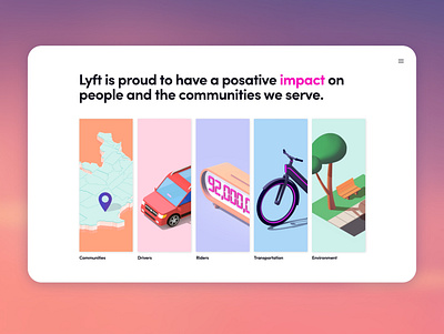 Lyft Impacts Microsite cars colorful digital driving microsite reports transportation ui ux web design website