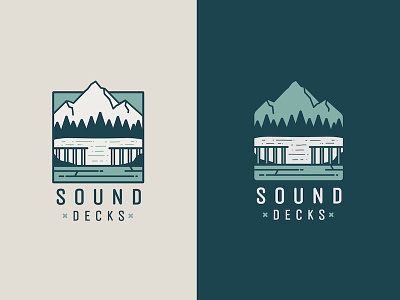 Sound Decks Logo decking icon illustration line logo logo design mountains pacific northwest pnw seattle sound washington