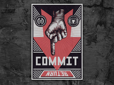 Dev Propaganda Poster 14four commit constructivism developer office art poster procreate app propaganda russian