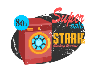 Stark - Super sales on the washing machines ! humour iron man logo stark vectorial vintage
