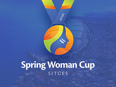 Spring Woman Cup blue branding color cup football gradient identity logo soccer spring vector woman