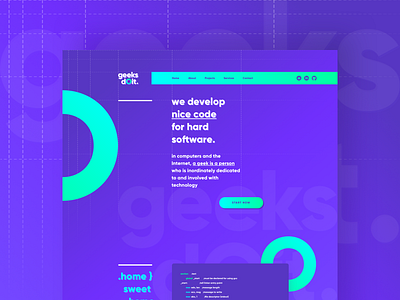 Geeks Doit Concept branding design experimental home page personal purple ui ux web webdesign