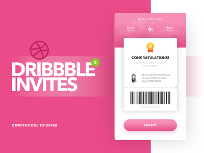 2x Dribbble Invites draft dribbble giveaway invitation invite mobile ticket