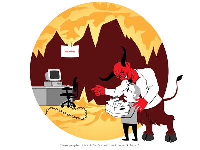 Marketing Hell cartoon character devil digital hell illustration marketing vector