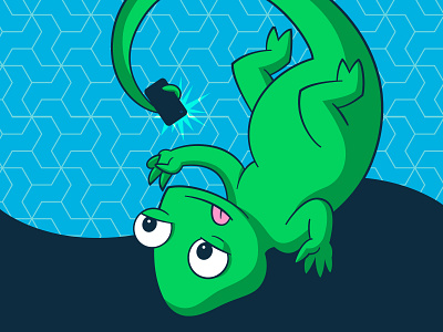 Suse Chameleon Selfie cartoon character design illustration vector