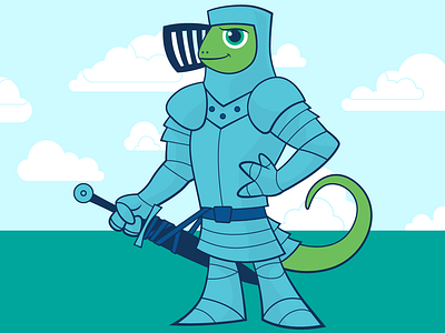 Chameleon Knight cartoon character digital illustration vector