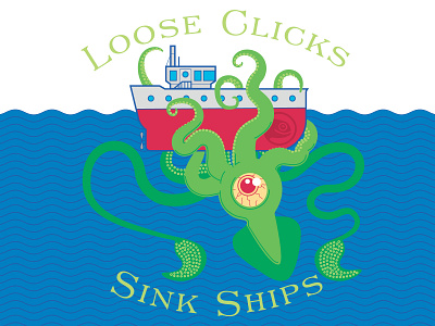 Loose Clicks Sink Ships cartoon character design digital illustration technology vector